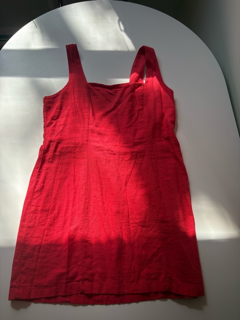 Simple Red Linen Mini Dress
